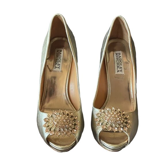 badgley mischka lissa jeweled peep toe heels Size 7.5 - Picture 7 of 9